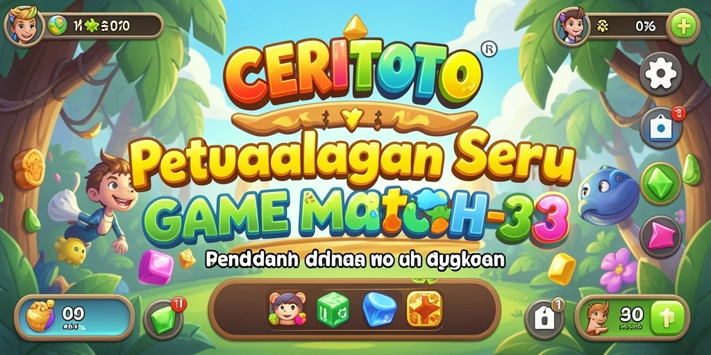 Screenshot gameplay CERITOTO menampilkan kombinasi permata yang menarik.