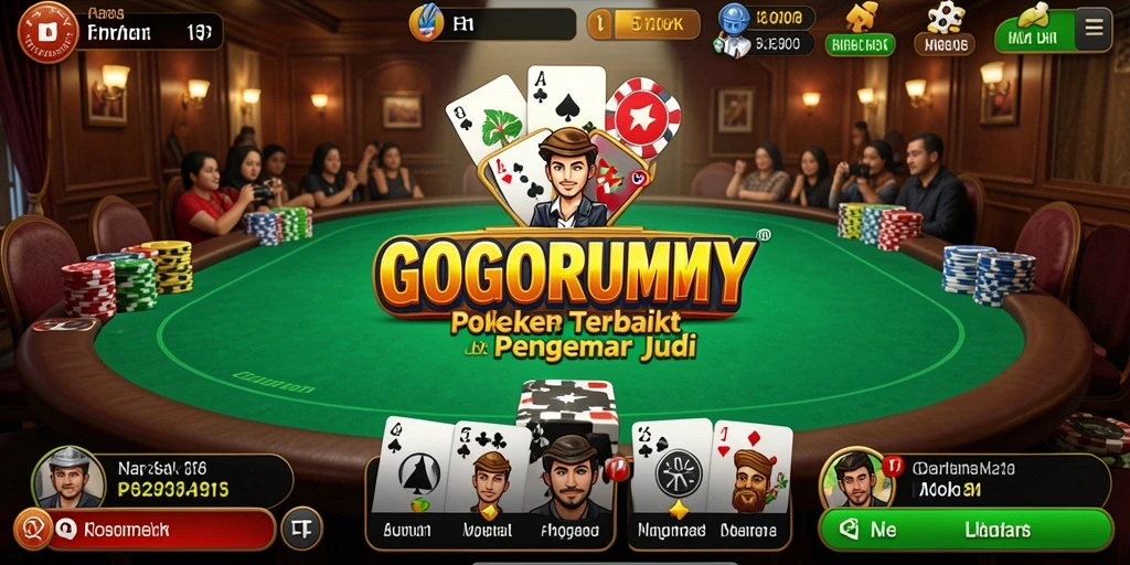 Screenshot gameplay GOGORUMMY menunjukkan aksi seru permainan Poker.