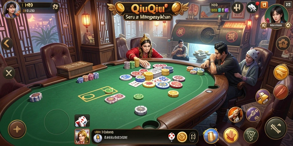 Tampilan gameplay QiuQiu yang seru dan kompetitif.