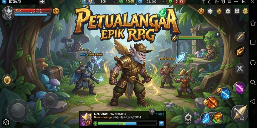 Screenshot utama <strong>ID678</strong> menampilkan pertempuran epik di dunia fantasi.