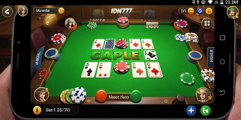 Screenshot utama menunjukkan gameplay seru Gaple di IDN777.
