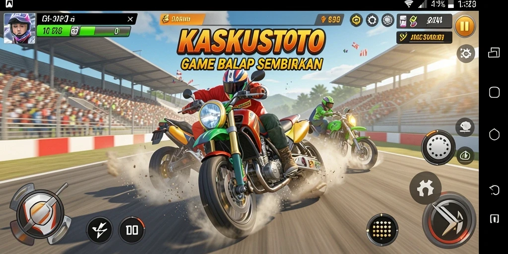 Gameplay balap KASKUSTOTO yang seru dan mendebarkan.