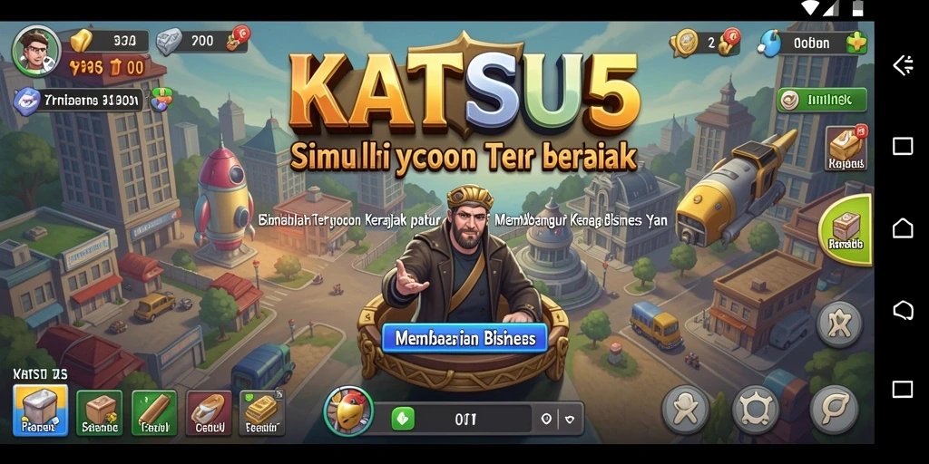 Gameplay KATSU5 yang penuh strategi dalam membangun bisnis.