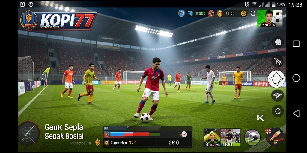 Gameplay KOPI77 yang menampilkan aksi sepak bola seru.