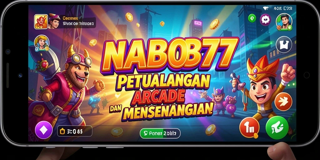 Screenshot tampilan gameplay Arcade NABOB77 yang seru dan penuh warna.