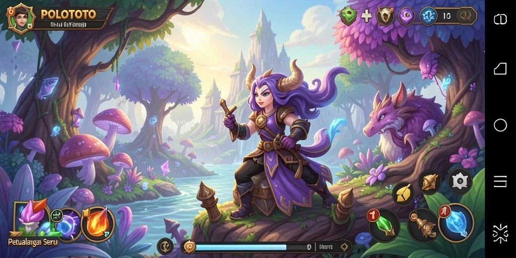Screenshot gameplay POLOTOTO yang menampilkan aksi seru di dunia petualangan.