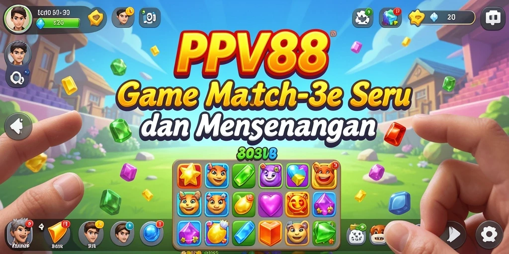 Tampilan seru gameplay PPV88 dalam mencocokkan item Match-3.