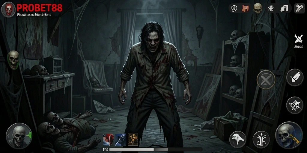 Tangkapan layar menunjukkan momen menyeramkan dalam gameplay PROBET88.