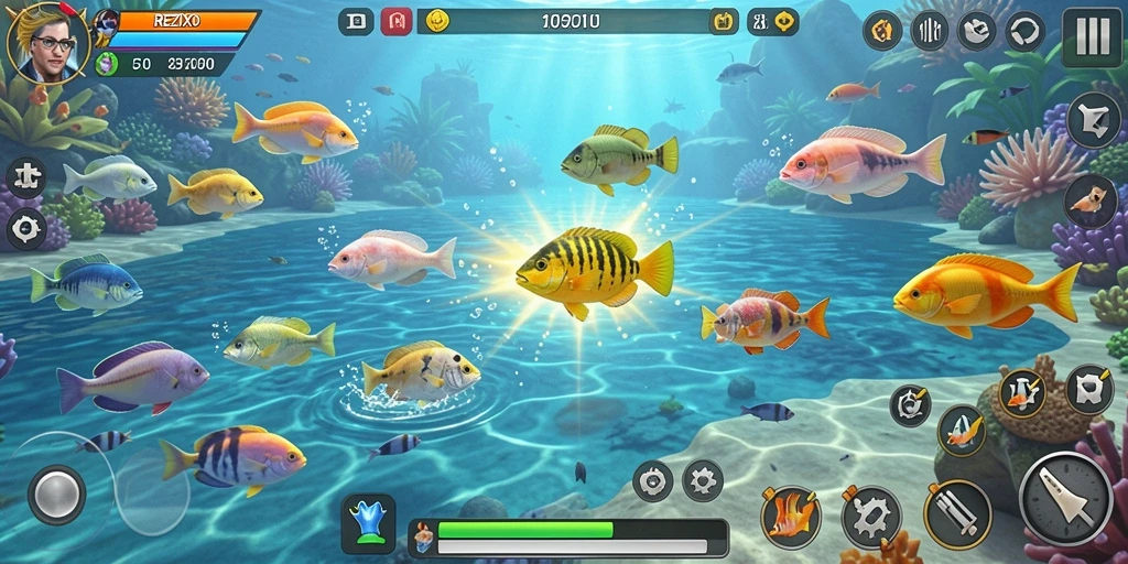 Screenshot utama menampilkan aksi menembak ikan seru di REZIXO.