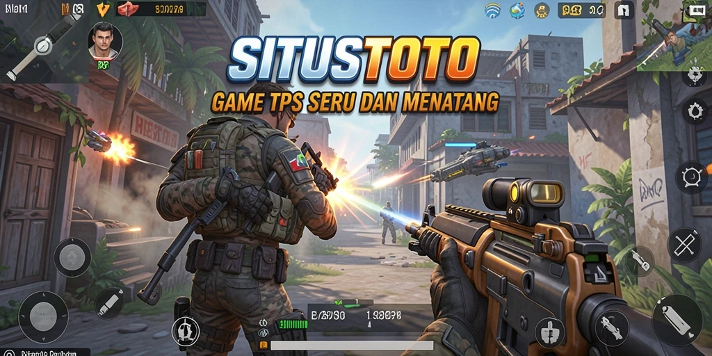 Screenshot gameplay SITUSTOTO menampilkan aksi seru dalam pertempuran TPS.