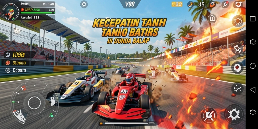 Gameplay Racing yang realistis dan mendebarkan di V98.